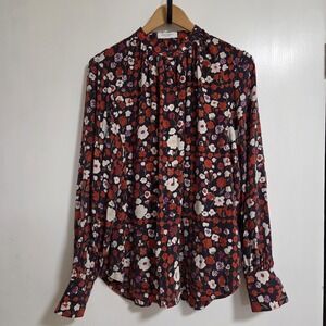 Equipment‎ Femme Womens Chilton Dark Purple Multicolor Silk Blouse Size XS